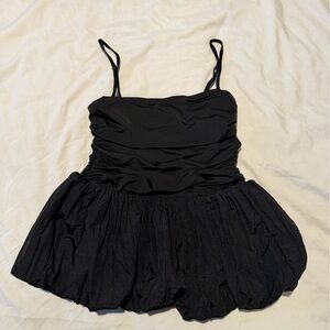 Black Ruched babydoll top with Spaghetti Straps